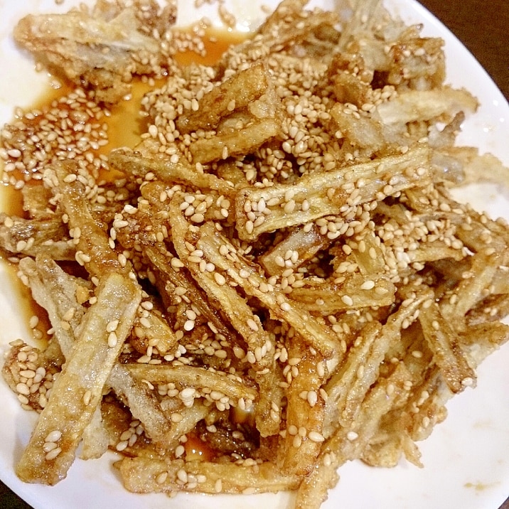 新ごぼうの簡単甘辛揚げ レシピ 作り方 By Hideok8 楽天レシピ